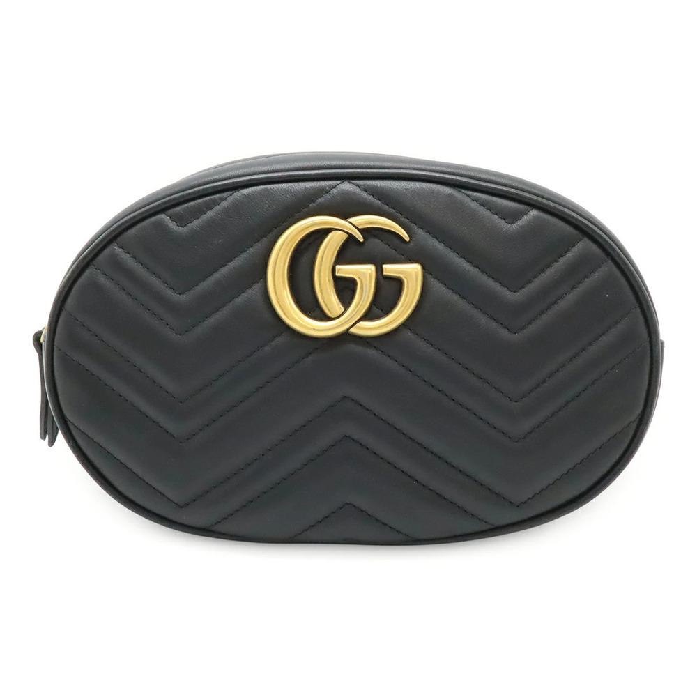 Gucci GG Marmont Belt Bag Body Waist Pouch Clutch Quilted Leather Black
